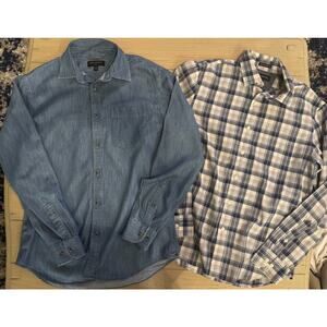 Lot Of 2 Banana Republic Shirt Mens Button Up Long Sleeve Size M. Chambray